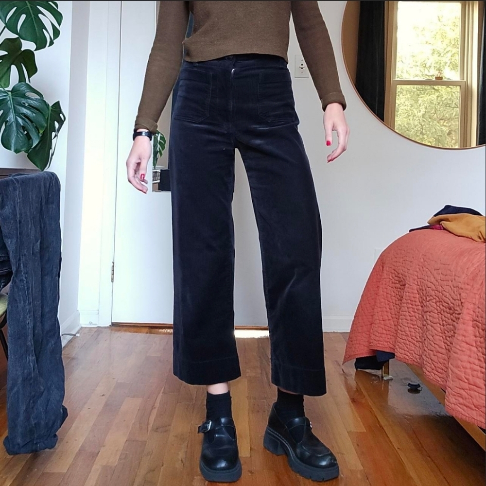 Colette Cropped Wide-Leg Corduroy Pants from Maeve